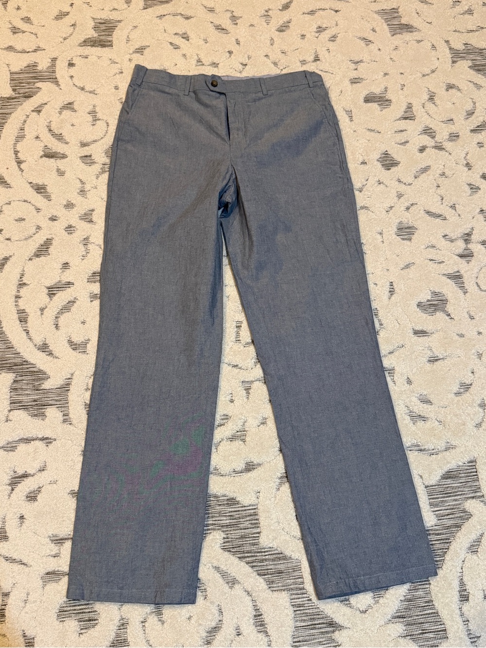 Saddlebred Men’s Classic Straight-Leg Dress Pants Trousers Heather Blue 34x30